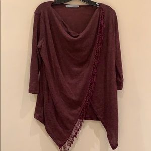 Long-sleeved Cowl Neck Shirt